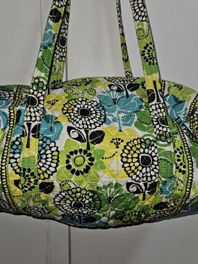 Vera Bradley Retired Quilted Floral Travel Duffel in Lime, Turquoise & Black